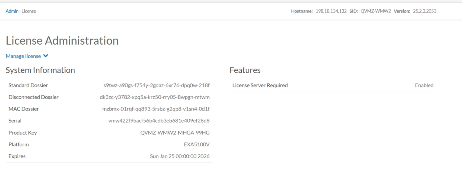 EXA License Registered Status EXA License Registered Status