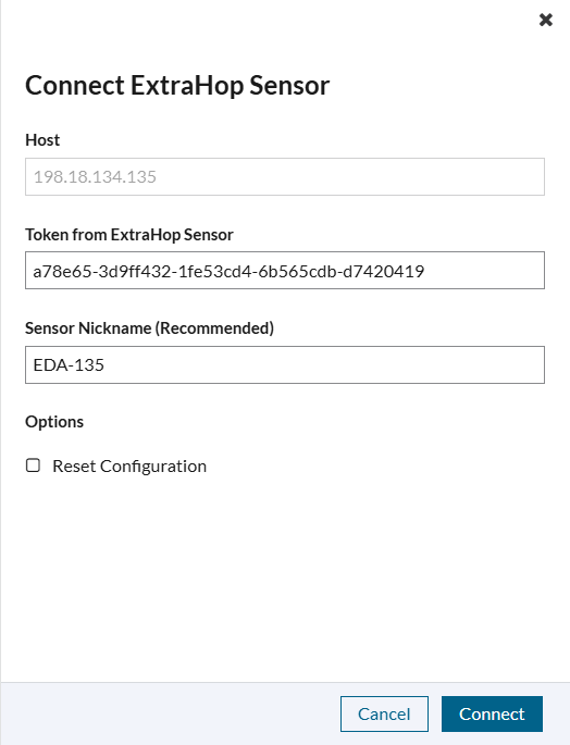 Figure: Enter Sensor Connection Details Enter Sensor Connection Details