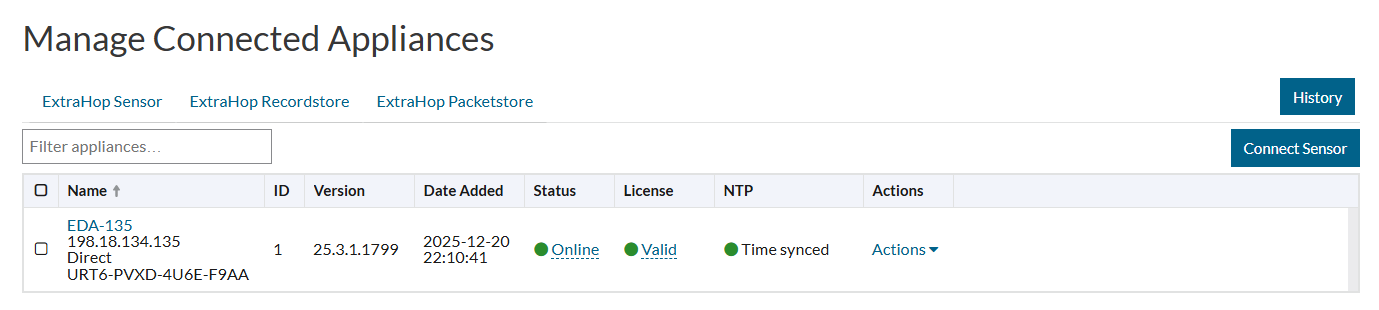 Figure: Sesor Connection Status Sesor Connection Status