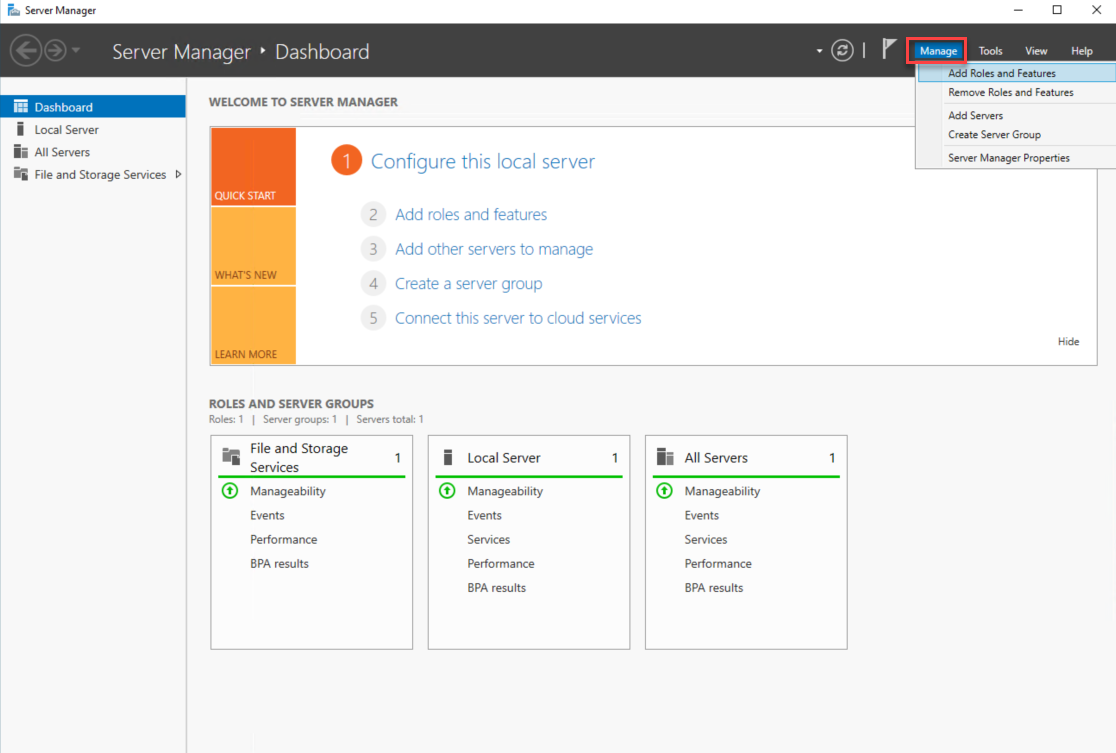 Add Roles and Features Add Roles and Features